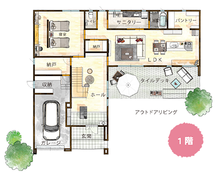 嶋展示場 間取り図 1階